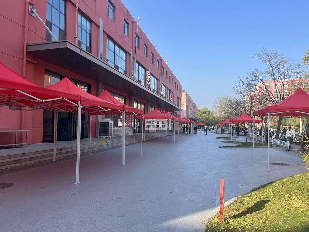 鄭州紅色簡易帳篷出租助力鄭州大學(xué)美食活動
